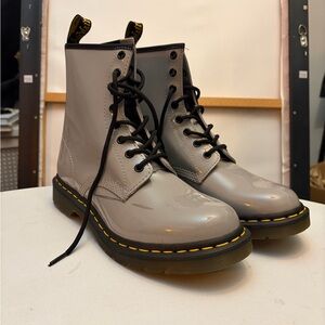 Dr. Martens Glossy Gray Combat Boots